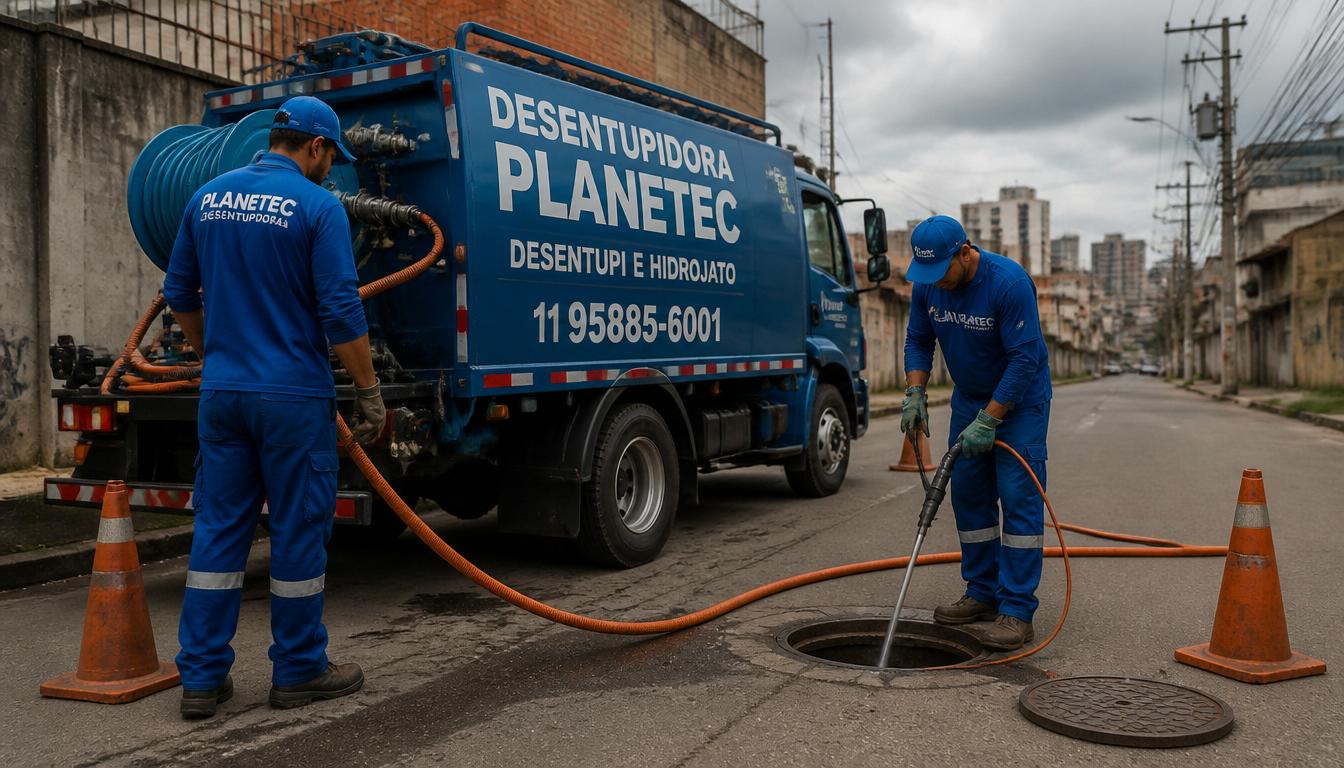 Equipe Desentupidora Planetec em ação
